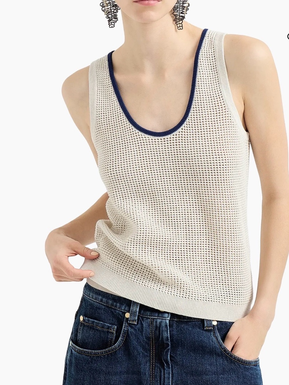 Brunello Cucinelli Cotton Net Knit Top